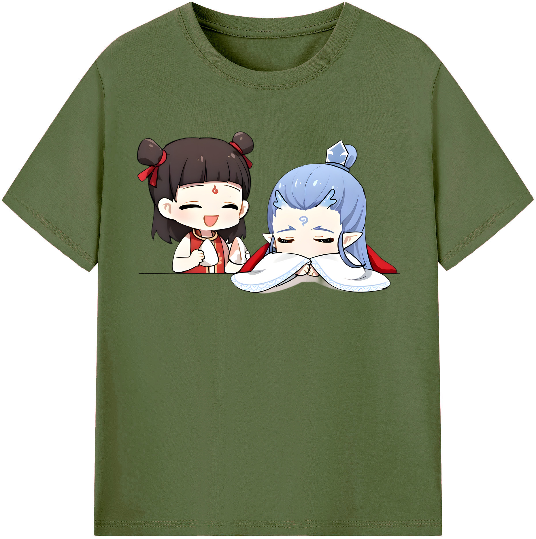 （画像用） Ne Zha 2 ナタ 魔童の大暴れ 綿100％半袖Tシャツ（フロントプリント）